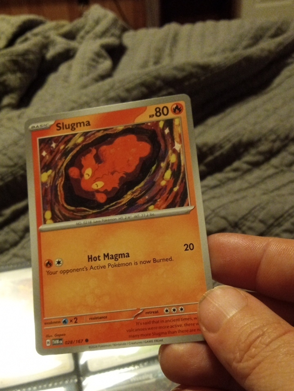 Pokemon Slugma Card - Orange and Yellow Fire-Type Art